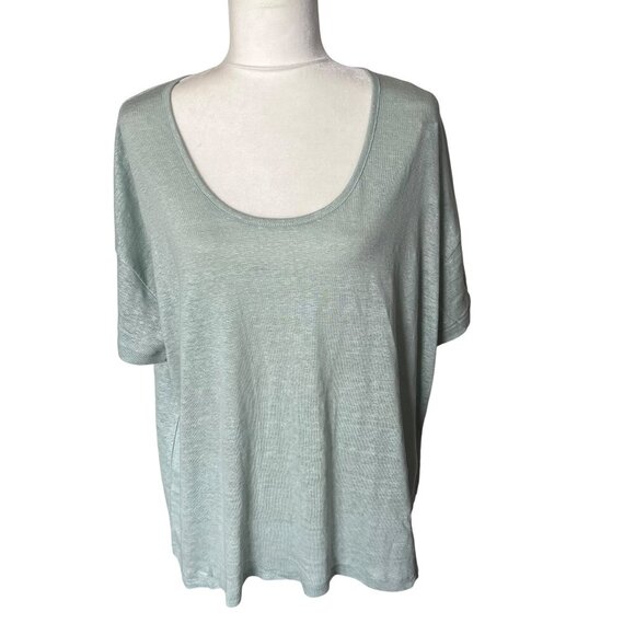 J.Crew 100% Linen Relaxed Tee Sage Green Color Size Medium - Picture 2 of 11